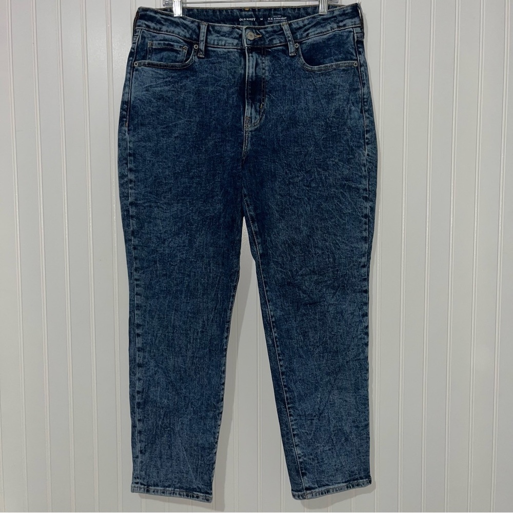 Old Navy size 14 high rise O.G. Straight blue denim jeans